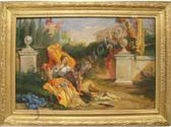 Rinaldo And Armida In Her Garden Oil Painting by Luis Graner Arrufi