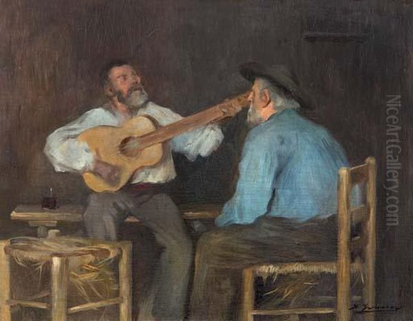 Tocando La Guitarra Oil Painting by Luis Graner Arrufi