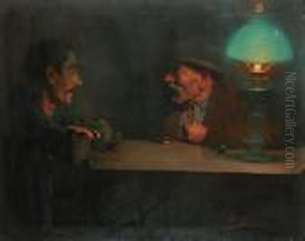 Conversacion En Un Bar. Oil Painting by Luis Graner Arrufi