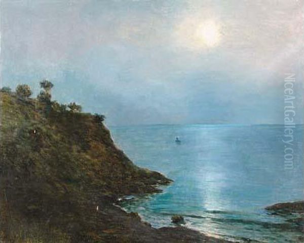 Marine Au Clair De Lune Oil Painting by Luis Graner Arrufi