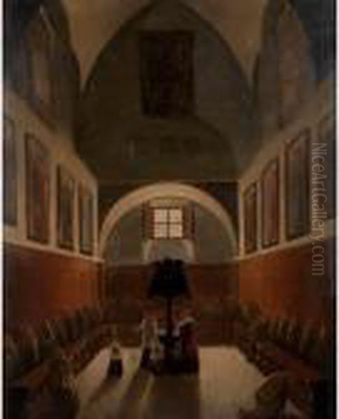 The Interior Of Capuchin Chapel, Near The Piazza Barberini, Rome Oil Painting by Francois-Marius Granet