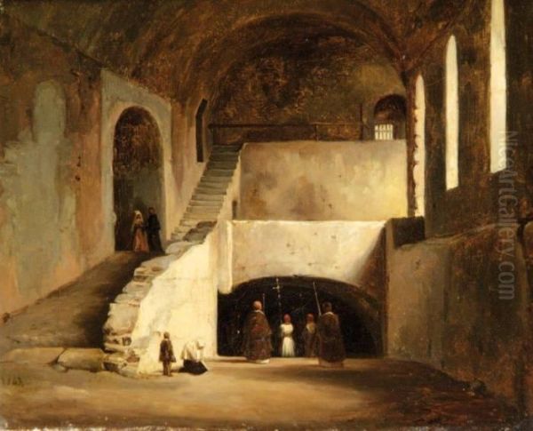 Interieur Oil Painting by Francois-Marius Granet