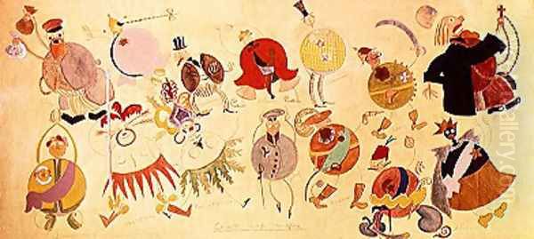 Costume designs for 'Misteriya-Buff', 1919 Oil Painting by Vladimir Mayakovsky