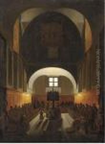 Interior Of The Choir In The Capuchin Church In Piazza Barberini, Rome Oil Painting by Francois-Marius Granet