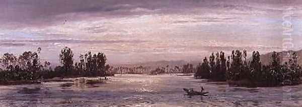 On the Seine Near Les Andelys 1871 Oil Painting by Henry Moore