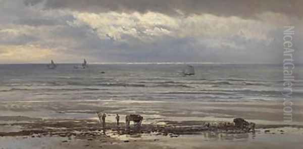 Kelp Gatherers - A Grey Morning 1874 Oil Painting by Henry Moore