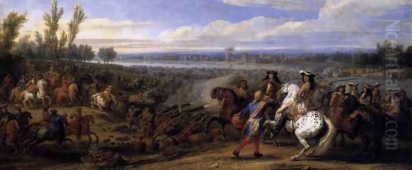 Crossing the Rhine 1672 Oil Painting by Adam Frans van der Meulen