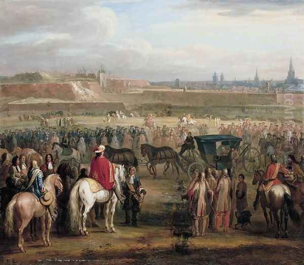 The Surrender of Cambrai 1677 Oil Painting by Adam Frans van der Meulen