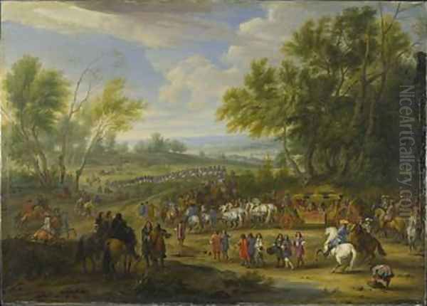 A Cavalcade Oil Painting by Adam Frans van der Meulen