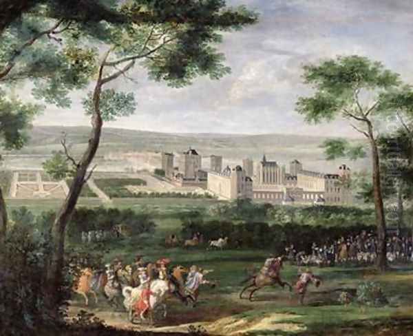 View of the Chateau de Vincennes 1665 Oil Painting by Adam Frans van der Meulen