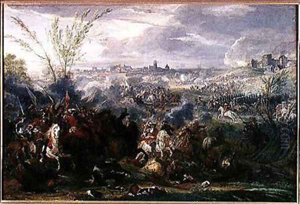 Study for Siege of a Flemish Town Oil Painting by Adam Frans van der Meulen