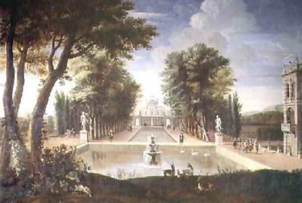 View of a Palace Oil Painting by Adam Frans van der Meulen