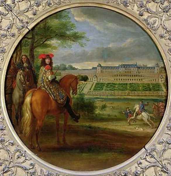 View of the New Palace of Saint-Germain from the Terraced Side 1669 Oil Painting by Adam Frans van der Meulen