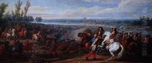 The Crossing of the Rhine 12th June 1672 2 Oil Painting by Adam Frans van der Meulen