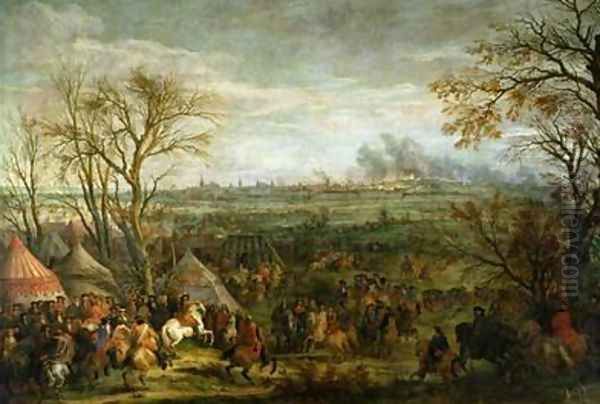 The Taking of Cambrai in 1677 by Louis XIV 1638-1715 late 17th century Oil Painting by Adam Frans van der Meulen