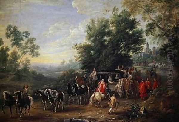 Travelling Procession of a Princess 1659 Oil Painting by Adam Frans van der Meulen