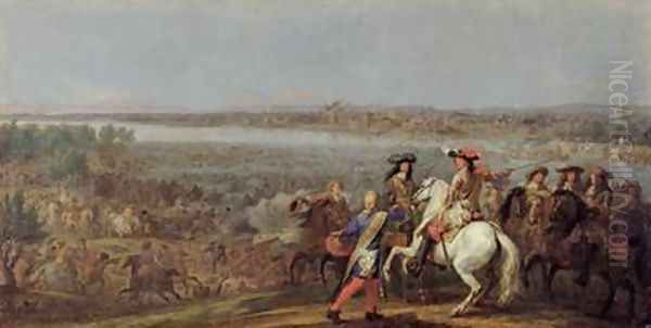 The Crossing of the Rhine 12th June 1672 Oil Painting by Adam Frans van der Meulen