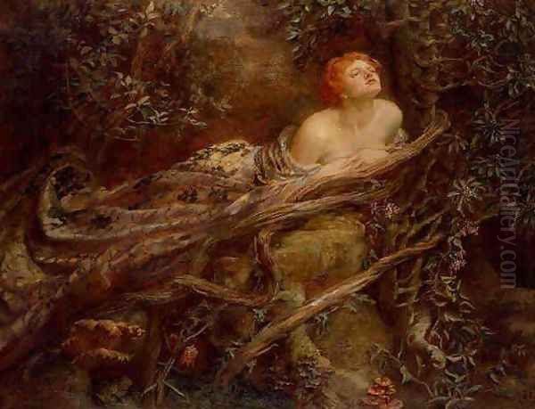 Lamia, The Serpent Woman Oil Painting by Anna Lea Merritt