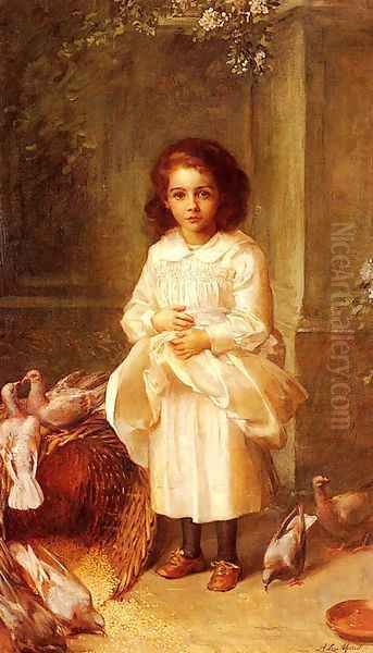 Portrait Of Miss Ethel D Arcy Aged 6 Oil Painting by Anna Lea Merritt