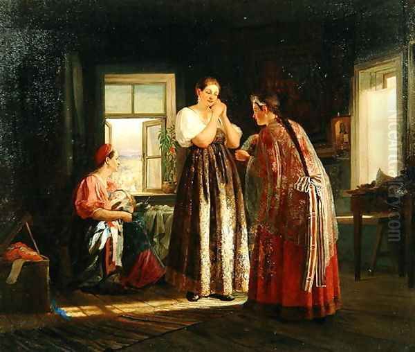 Preparation Before a Party, 1869 Oil Painting by Vasily Maximov