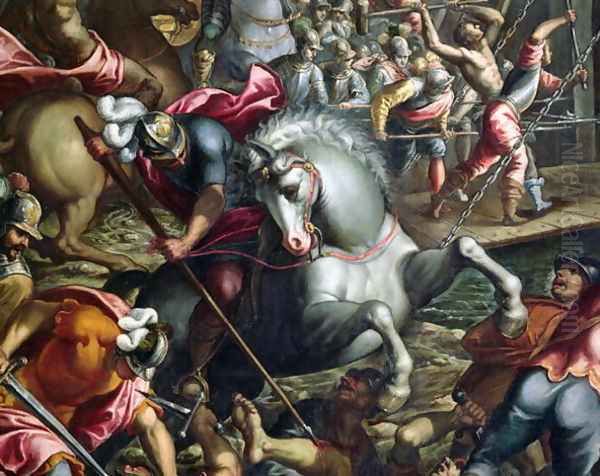 The Crusaders Conquering the City of Zara in 1202 Oil Painting by Andrea Michieli (see Vicentino)