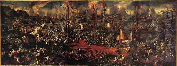 Battle of Lepanto Oil Painting by Andrea Michieli (see Vicentino)