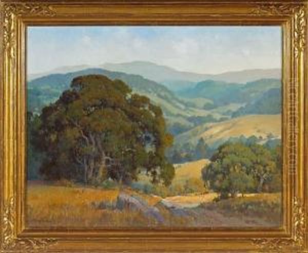 Cattle Grazing Amongst Marin Oaks by Percy Gray