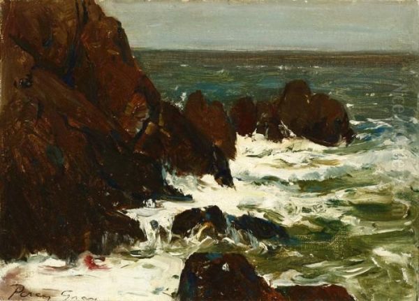 Crashing Waves Oil Painting by Percy Gray