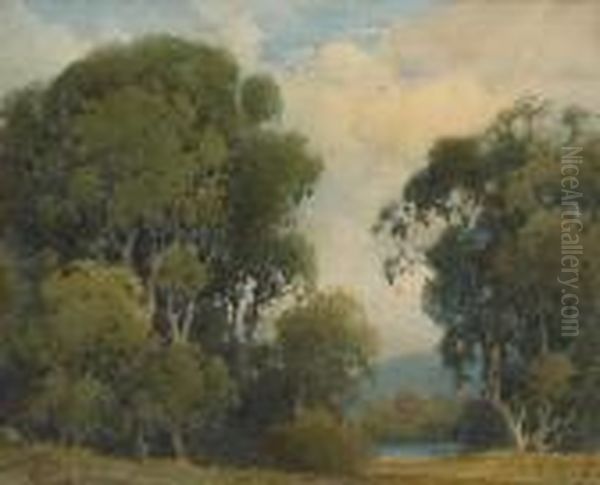 Oak Trees And Passing Clouds Oil Painting by Percy Gray