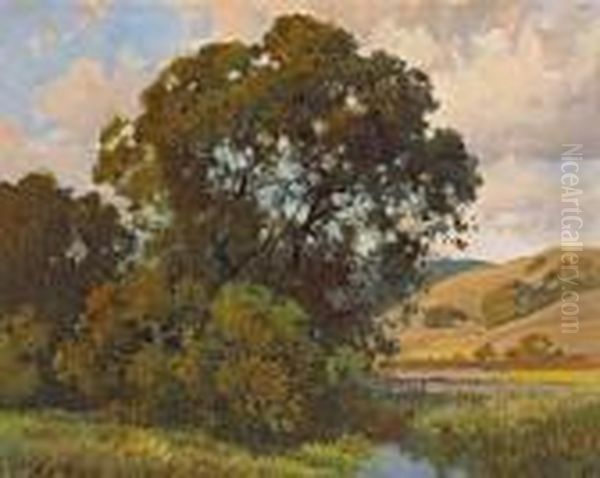 A Quiet Stream Through The Oaks Oil Painting by Percy Gray