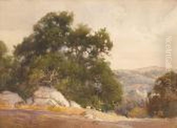 Santa Barbara Mission Oil Painting by Percy Gray