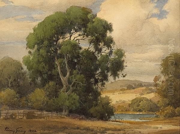 Old Oak And Passing Storm Oil Painting by Percy Gray