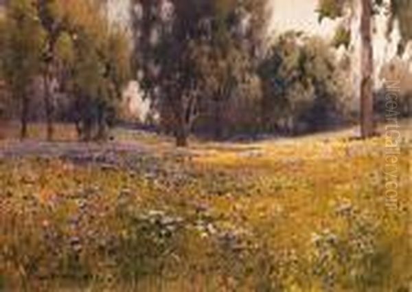 Wildflowers And Eucalyptus Oil Painting by Percy Gray