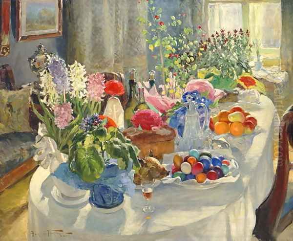 Easter Table Oil Painting by Aleksandr Vladimirovich Makovsky