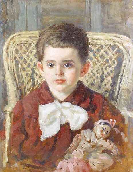 Boy with a Doll, 1922 Oil Painting by Aleksandr Vladimirovich Makovsky