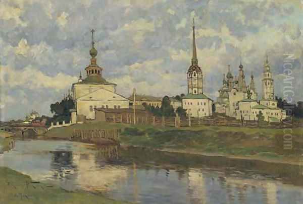 View of Russian church, Perm Oil Painting by Aleksandr Vladimirovich Makovsky