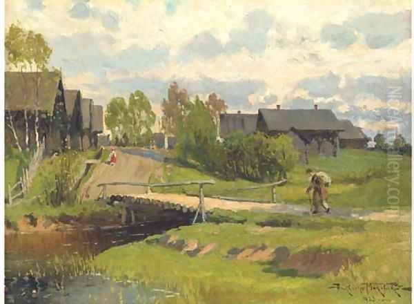 Village scene Oil Painting by Aleksandr Vladimirovich Makovsky