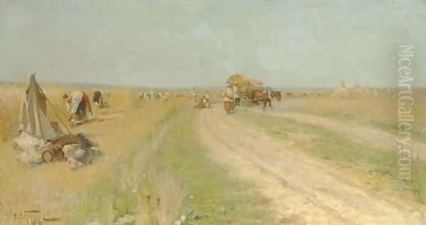 Haymaking Oil Painting by Aleksandr Vladimirovich Makovsky