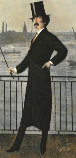 James Abbott Mcneill Whistler On The Widow's Walk At His House Inlindsey Row, Chelsea Oil Painting by Walter Greaves