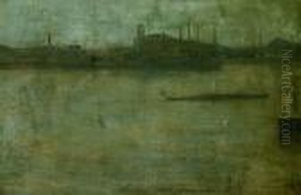 Battersea Reach; Moonlight Oil Painting by Walter Greaves