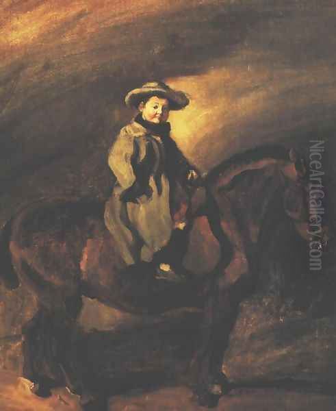 Artist's Son on a Pony Oil Painting by Piotr Michalowski