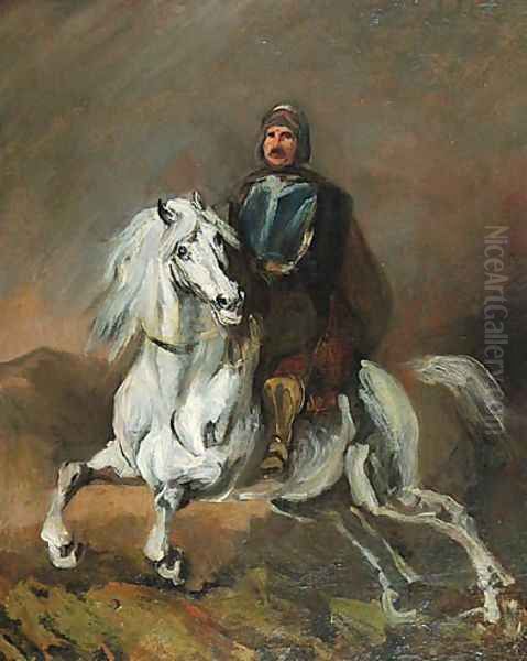 Knight on a White Horse Oil Painting by Piotr Michalowski