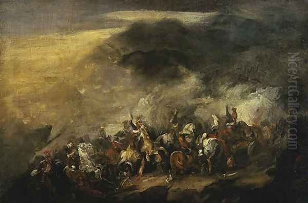 Battle of Somosierra I Oil Painting by Piotr Michalowski