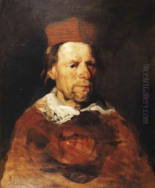 Man Wearing a Beret (Cardinal) Oil Painting by Piotr Michalowski