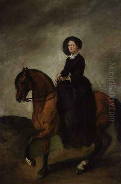 Portrait of the Artist's Daughter Celina on Horseback Oil Painting by Piotr Michalowski