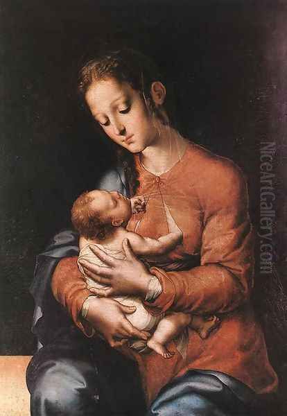 Madonna with the Child c. 1570 Oil Painting by Luis de Morales