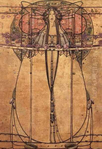 The May Queen (detail) Oil Painting by Margaret Macdonald