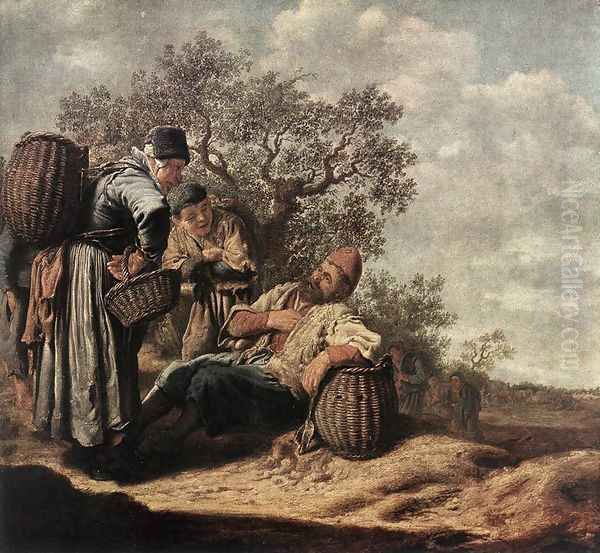 Landscape with Conversing Peasants Oil Painting by Pieter de Molyn