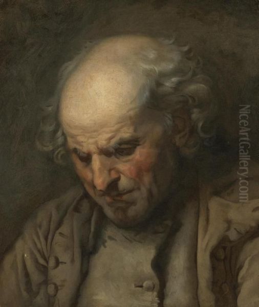 Study Of An Old Man, Head And Shoulders Oil Painting by Jean Baptiste Greuze