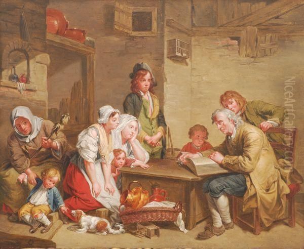 The Reading Of The Bible Oil Painting by Jean Baptiste Greuze